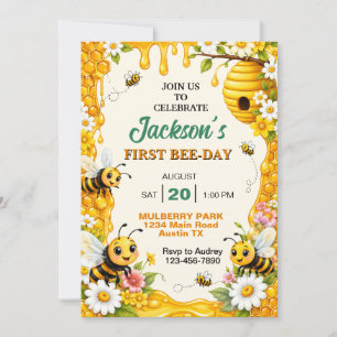 Colourful Bumblebee Birthday Party Invitation
