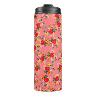Colourful bunch of flowers with pinky backgroundar thermal tumbler