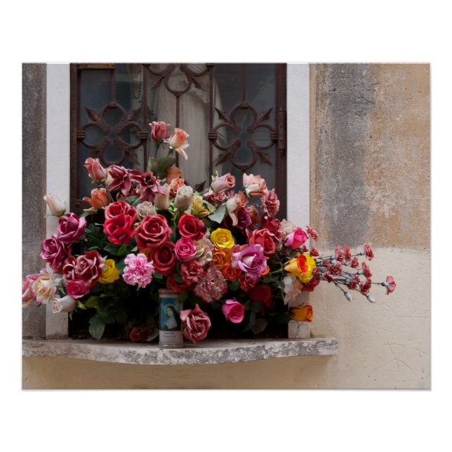 Colourful Bunch Of Plastic Roses Poster (Front)