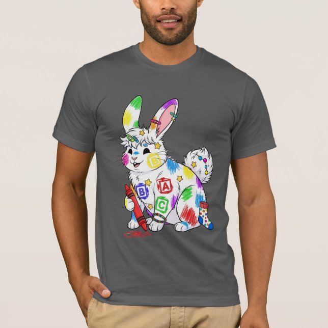 Colourful Bunny ABC Men’s T-Shirt (Front)