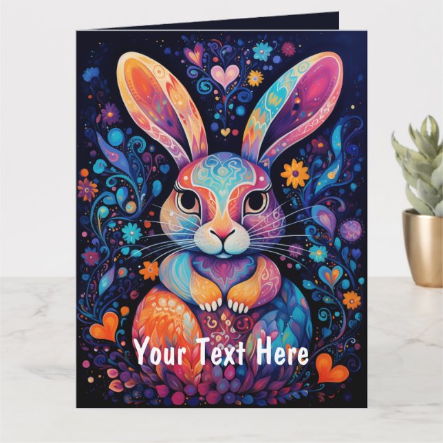 Colourful Bunny Custom txt Card (Small Plant)