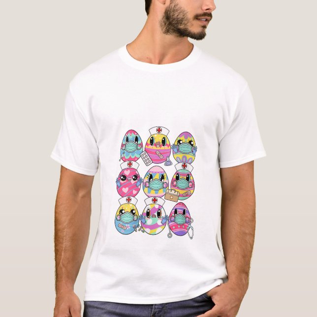 Colourful Bunny Eggs Easter T-Shirt (Front)