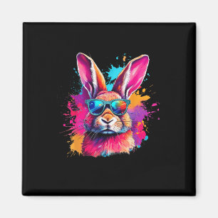 Colourful Bunny Face With Gles Happy Easter Shirts Magnet