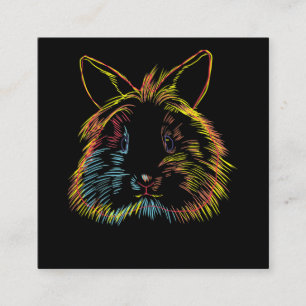 Colourful Bunny Lionhead Rabbit Square Business Card