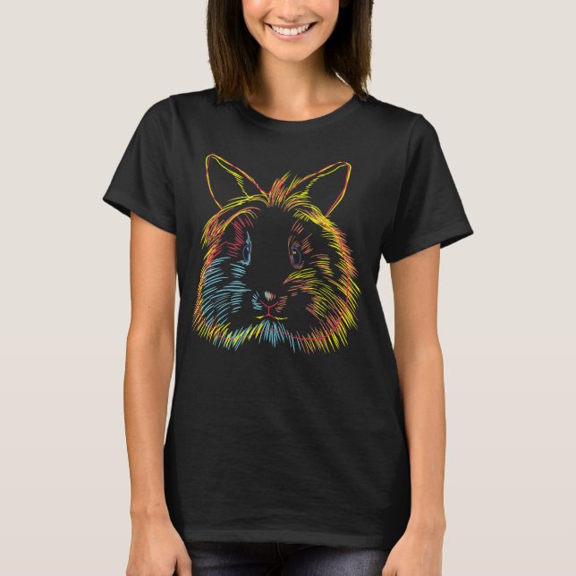 Colourful Bunny Lionhead Rabbit T-Shirt (Front)