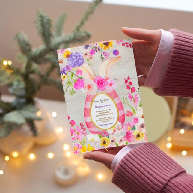 Colourful Bunny Rabbit Easter Egg Hunt Brunch   Invitation (Creator Uploaded)