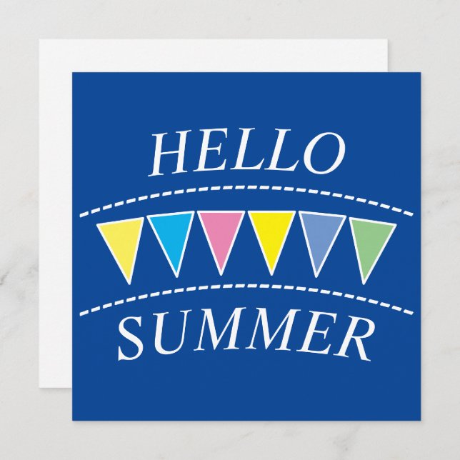 Colourful Bunting Hello Sumer Postcard (Front/Back)