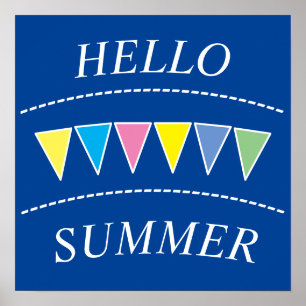 Colourful Bunting Hello Summer Poster