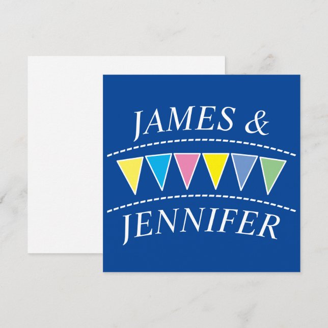 Colourful Bunting Names Card (Front/Back)