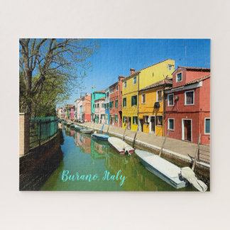 Colourful Burano Venice Italy Canal Gongola Jigsaw Puzzle