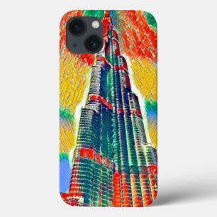 Colourful Burj Khalifa colourful painting iPhone 13 Case