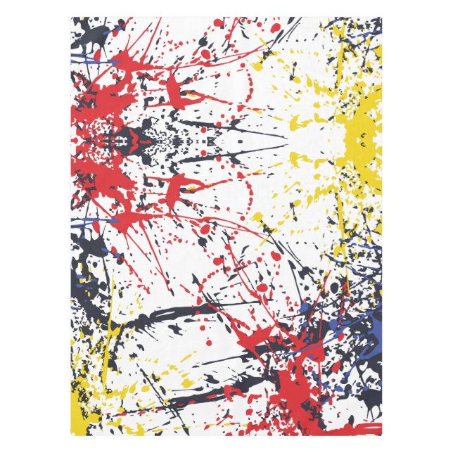Colourful Burst: A Play of Random Splashes Tablecloth (Front)