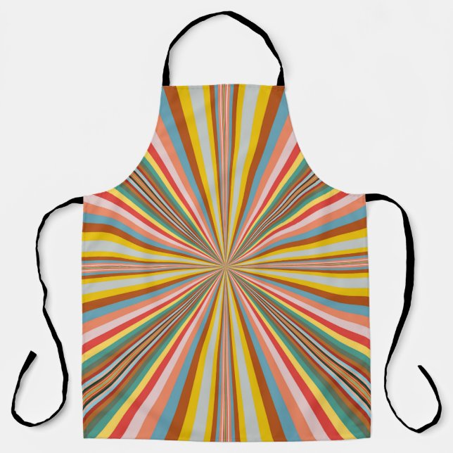 Colourful Burst Of Retro Stripes  Apron (Front)
