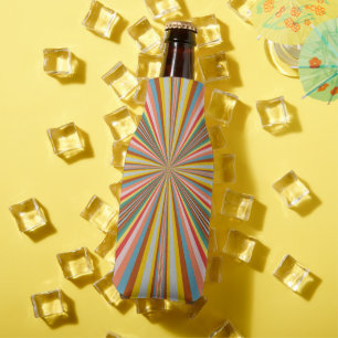 Colourful Burst Of Retro Stripes Bottle Cooler