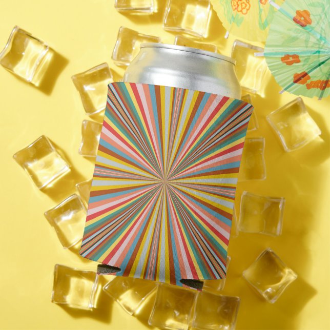 Colourful Burst Of Retro Stripes  Can Cooler (In Situ Summer)