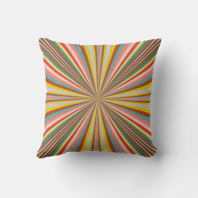 Colourful Burst Of  Retro Stripes  Cushion (Back)