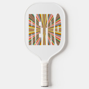 Colourful Burst Of Retro Word Stripes Pickleball P Pickleball Paddle