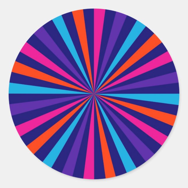 Colourful Burst Spinning Wheel Design Classic Round Sticker (Front)