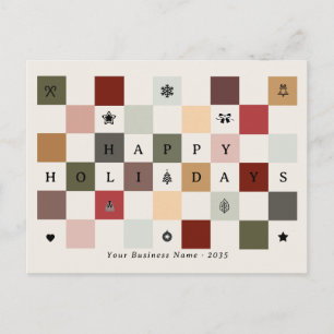 Colourful Business Happy Holidays Chequerboard  Postcard