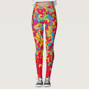 Colourful butterflies 01.bw Red BG Leggings