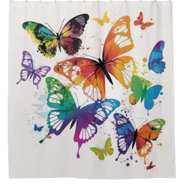Colourful Butterflies 1 Shower Curtain (Front)