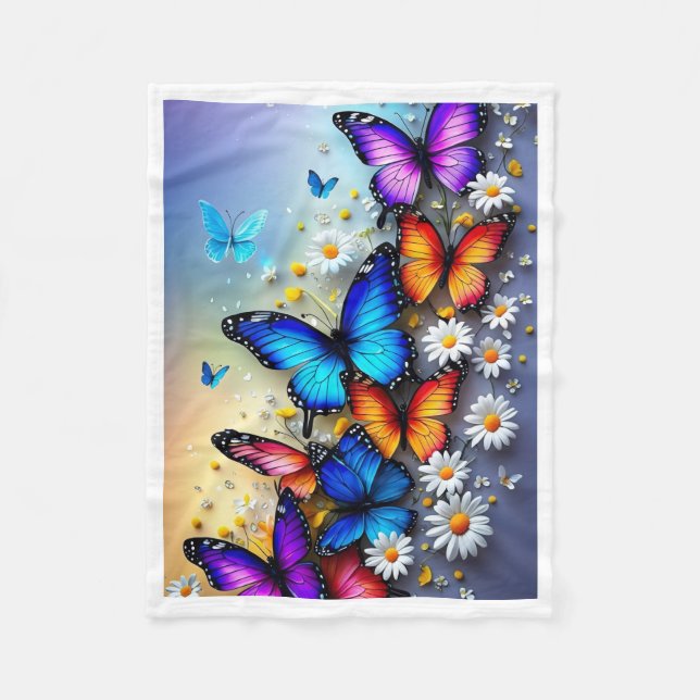 Colourful Butterflies and Daisies Blanket (Front)