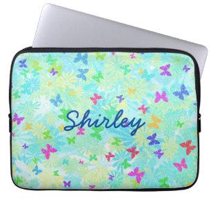 Colourful Butterflies and Daisies by Shirley Taylo Laptop Sleeve