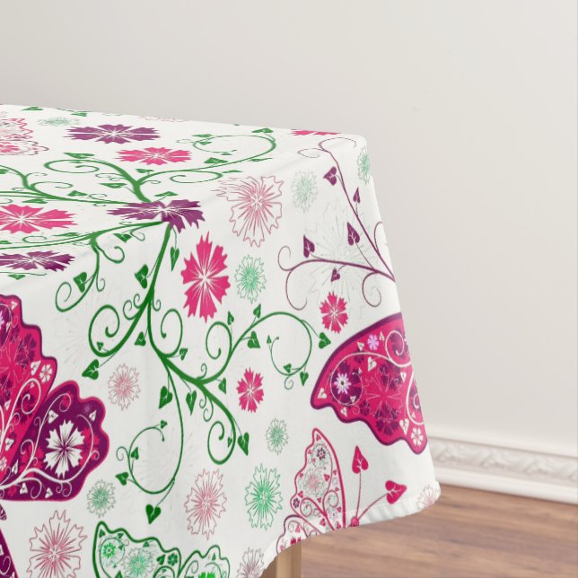Colourful Butterflies And Flowers Pattern Tablecloth (In Situ)
