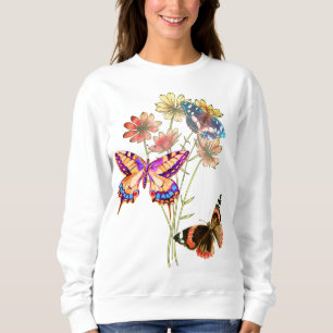 Colourful Butterflies and Flowers Sweatshirt