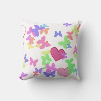 colourful butterflies and loving hearts cushion