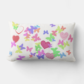 colourful butterflies and loving hearts lumbar cushion