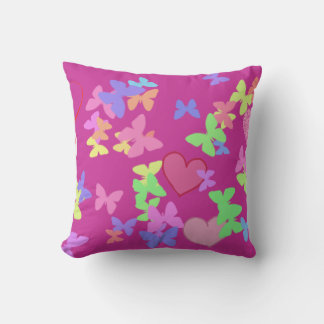 colourful butterflies and loving hearts pink pillo cushion