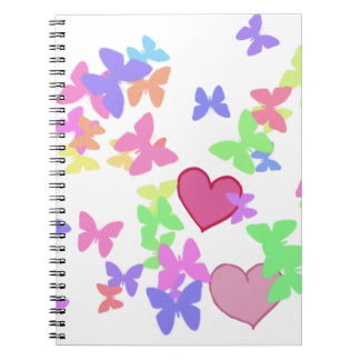 colourful butterflies and loving hearts spiral notebook