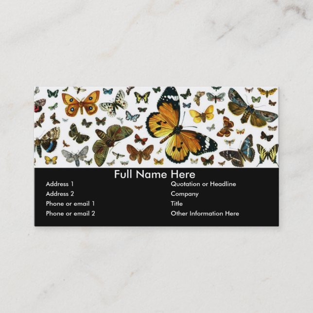 Colourful Butterflies Antiquarian Image Bookmark Business Card (Front)