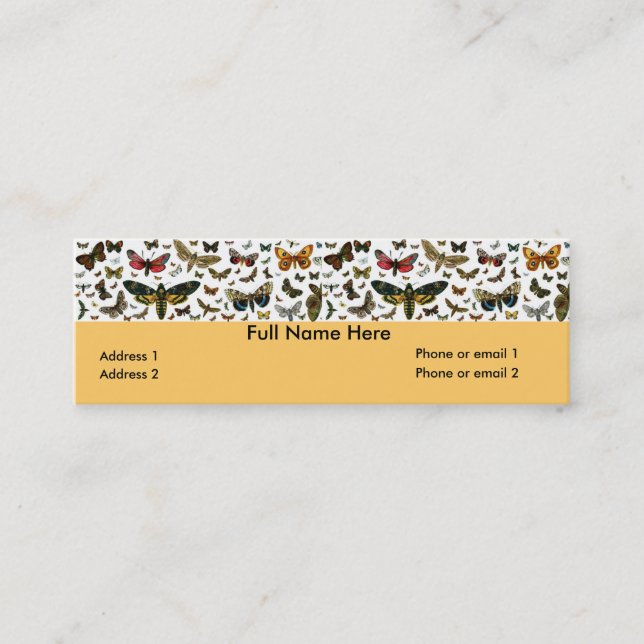 Colourful Butterflies Antiquarian Image Bookmark Mini Business Card (Front)