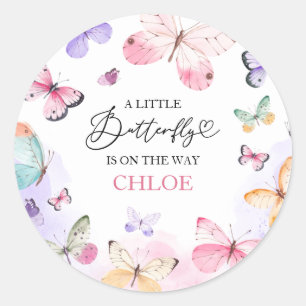 Colourful Butterflies Baby Shower Classic Round Sticker
