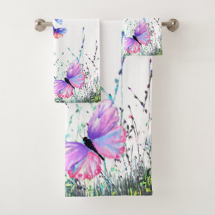 Colourful Butterflies Bath Towel Set Spring Joy