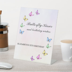 Colourful Butterflies Birthday Pedestal Sign