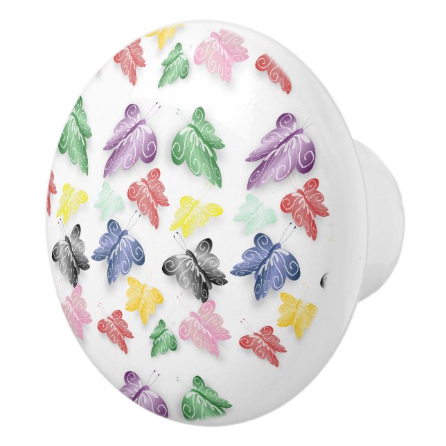 Colourful Butterflies Ceramic Knob (Right)
