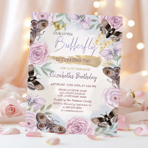 Colourful  Butterflies Flowers Birthday   Invitation