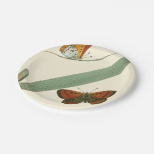 Colourful Butterflies Fluttering Around a Leaf Paper Plate