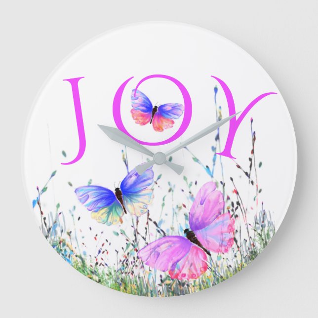 Colourful Butterflies Flying in Nature - Joy Clock (Front)