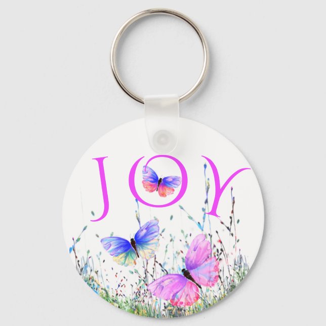 Colourful Butterflies Flying in Nature - Spring Jo Key Ring (Front)