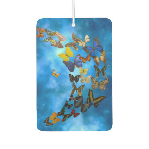 Colourful Butterflies Flying Over Blue Clouds Rug Car Air Freshener