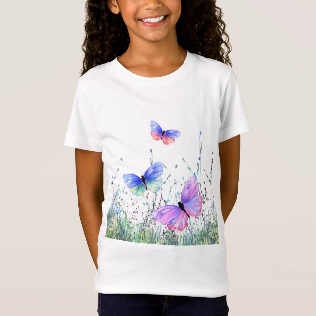 Colourful Butterflies Flying T-Shirt (Front)