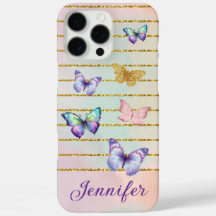 colourful butterflies gold lines personalised iPhone 16 pro max case