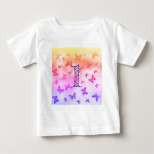 Colourful butterflies Heart 1st Birthday girl  Baby T-Shirt