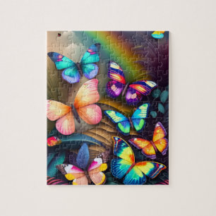 Colourful Butterflies in a Maguc Forest Jigsaw Puzzle