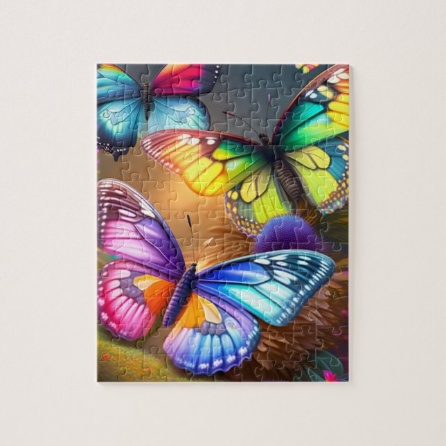 Colourful Butterflies in a Maguc Forest Jigsaw Puzzle (Vertical)