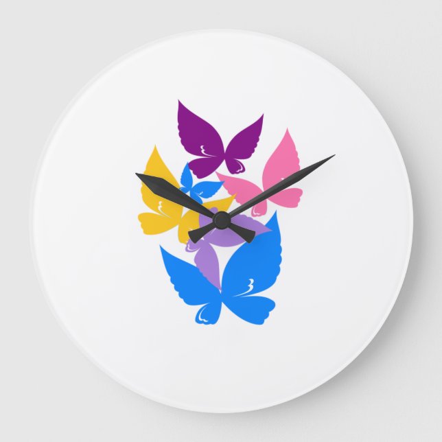 Colourful Butterflies Large Clock (Front)